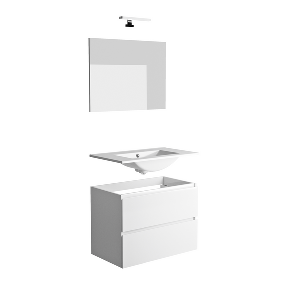 LIVO Meuble sous-plan 80 cm tiroirs - Blanc Brillant laqué