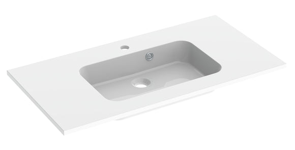 STYLE Plan de toilette 90 cm - simple vasque - blanc brillant