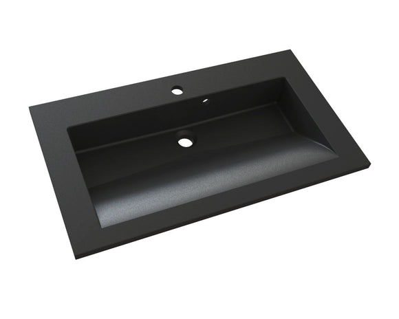 SLIDE SOLIDSURFACE Plan de toilette 80 cm - Noir Granité