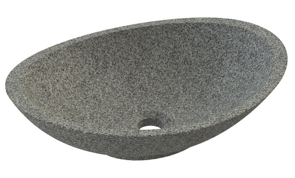 OVALI Vasque à poser ovale 48 cm - Pierre Grise