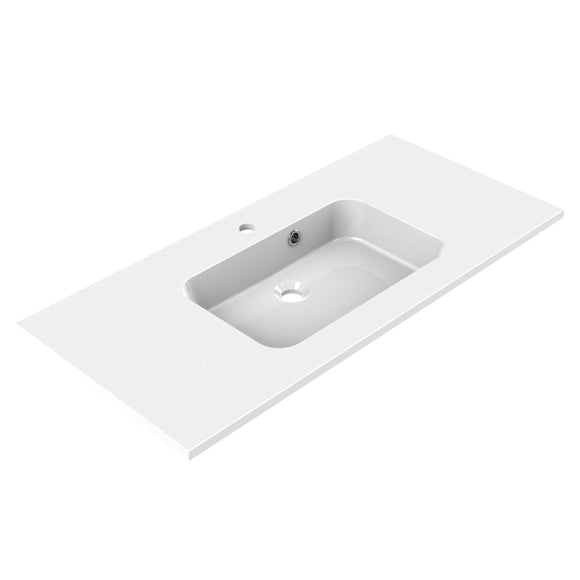 STYLE Plan de toilette 100 cm - Blanc brillant