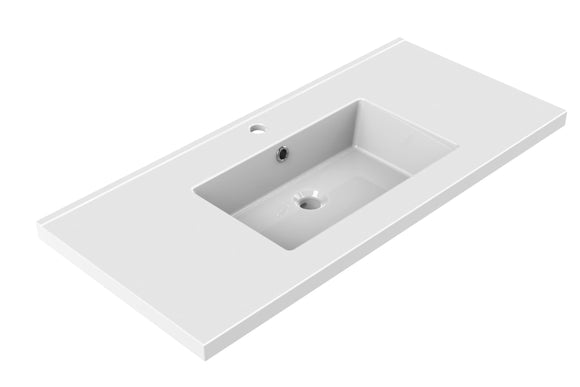 TOBI Plan de toilette 100 cm - Blanc brillant