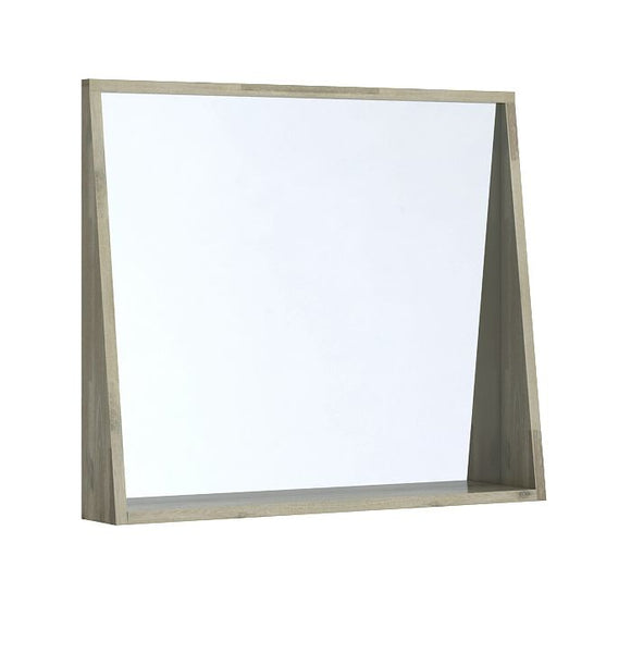 CHELSEA Miroir cadre avec étagère 80 cm - Acacia Massif