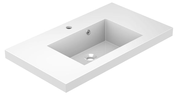KOLE Plan de toilette 80 cm - Blanc brillant