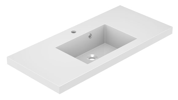 KOLE Plan de toilette 100 cm - Blanc mat